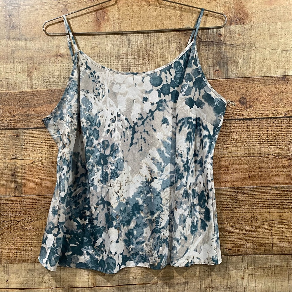 Talbots Muted Watercolors Aqua Print Camisole Tank Top Size 14W XL